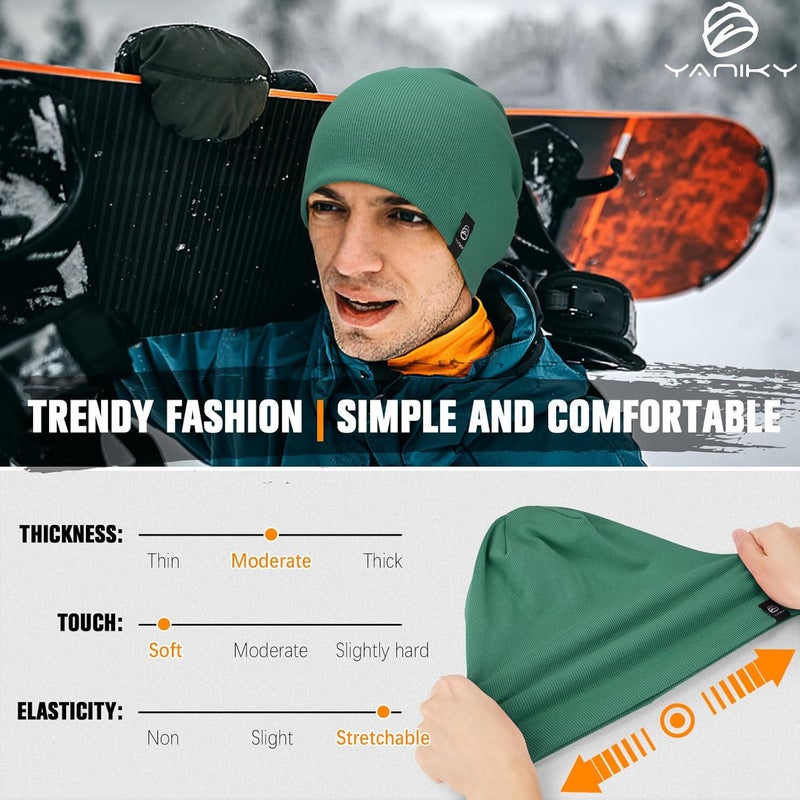 YANIKY Slouchy Beanie for Women, Mens Soft Cotton Beanie Hat, Double Layer Windproof Skull Cap for All Seasons - Image 4